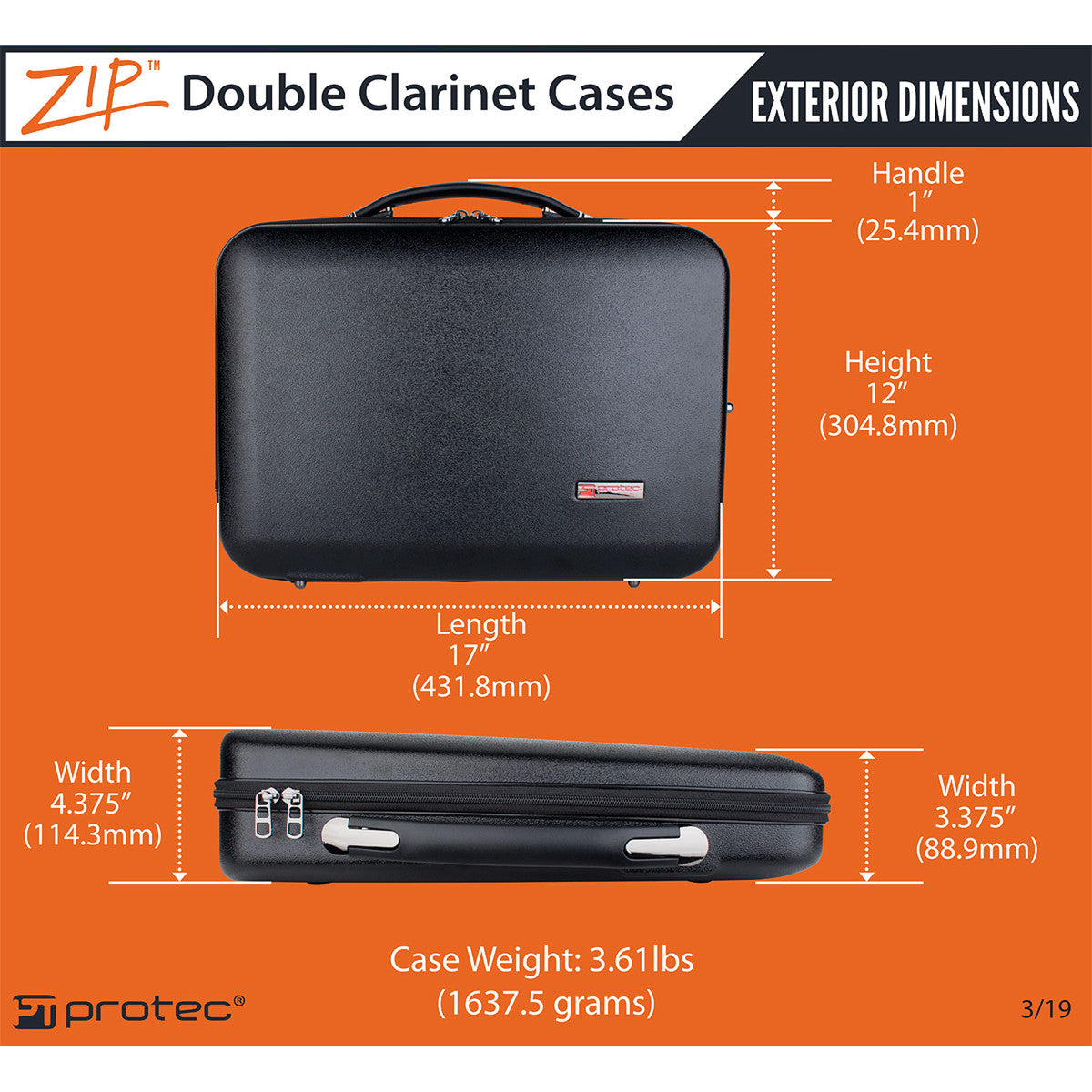 PROTEC ZIP Micro Double Clarinet Case (Bb & A or Bb & Bb)